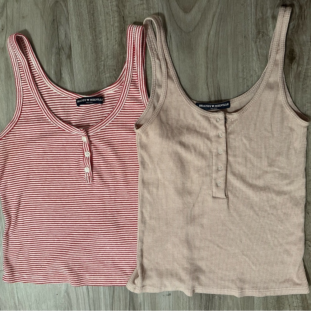 Brandy Melville Women's Red and Tan Tops